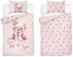 Laste voodipesukomplekt Teddy Bear PPG-155, roosa v., 120 x 90 cm