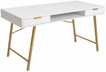 Kirjutuslaud sahtlitega Akord Furniture Factory Arden, 120 cm x 50 cm, 80.5 cm, kuld v./valge v.