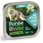 Kassi m&auml;rgtoit Monge BWild Adult Codfish With Vegetables, kalaliha/kanaliha/sealiha, 0.1 kg