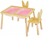 M&auml;ngulaud Kalune Design Table and 2 Chairs, 52 cm, roosa