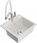 K&ouml;&ouml;givalamu koos kraaniga Mexen Milo Duo, graniit, 43.5 cm x 41 cm x 17.1 cm, valge/kroom