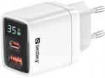 Telefoni laadija Sandberg 2in1 Charger, USB Type C/USB Type A, 8 cm, valge v., 35 W