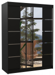Riidekapp ADRK Nordic 150, must v., 58 cm x 150 cm x 200 cm, peegliga