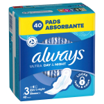 H&uuml;gieenisidemed Always Ultra Day & Night Size 3, 40 tk