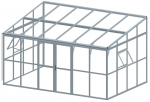 Kasvuhoone SOHO PC+Glass 006863, karastatud klaas, 4.34 x 2.9 m, 6 mm
