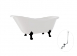 Vann, teisaldatav Besco Otylia, 160 cm x 77 cm x 69.5 cm, ovaalne, valge/must