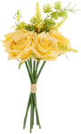 Kunstlilledest kimp, roos, kollane/roheline, 25 cm