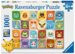 Pusle Ravensburger Pokemon Faces, 36 cm x 49 cm, 100 tk, mitmev&auml;rviline