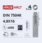 Isekeermestavad kruvid Haushalt DIN 7504K, 4.8 mm x 16 mm, 500 tk