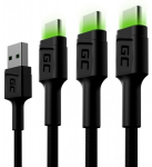 Laadimisjuhe Green Cell KABGCSET02, USB/3 x USB-C, 120 cm