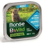 Kassi m&auml;rgtoit Monge BWild Adult Anchovies With Vegetables, kalaliha/k&ouml;&ouml;giviljad, 0.1 kg