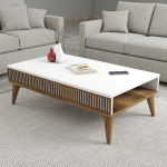 Kohvilaud Kalune Design Milan, valge v./p&auml;hklipuu v., 105 cm x 60 cm x 34.6 cm