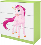 Laste kummut Kocot Kids Babydreams Unicorn, valge v./roheline v., 80 cm x 41 cm x 80.5 cm