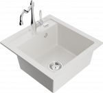 K&ouml;&ouml;givalamu koos kraaniga Mexen Vito, graniit, 49 cm x 52 cm x 21 cm, valge/kroom