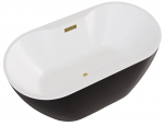 Vann, teisaldatav Besco Navia Black&White Matt, 150 cm x 80 cm x 60 cm, ovaalne, kuldne/valge