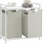 Vannitoa kapp pesukorviga Leobert, valge v./hall v., 33 cm x 73 cm x 72 cm