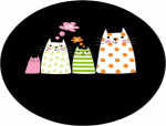 Vannitoa p&otilde;randamatt Foutastic Four Cats, must/mitmev&auml;rviline, 80 cm x 80 cm, &Oslash; 80 cm