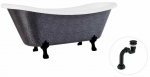 Vann, teisaldatav Besco Amelia Glam, 190 cm x 77 cm x 69 cm, ovaalne, must/grafiit