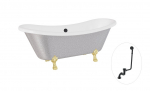 Vann, teisaldatav Besco Amelia Glam, 190 cm x 77 cm x 69 cm, ovaalne, kuldne/h&otilde;be