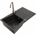 K&ouml;&ouml;givalamu koos kraaniga Mexen Cesar, graniit, 77.5 cm x 47 cm x 19 cm, metallic black/gold+gold