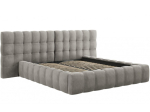 Voodi kahekohaline Micadoni Home Mamaia Velvet Double Headboard, 180 x 200 cm, helehall v., ilma madratsita, p&otilde;hjalippidega