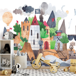 Fototapeet Artgeist A Colourful Treasure Island With A Castle - A Pirate Ship At Sea For Children, 70 cm x 100 cm