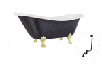 Vann, teisaldatav Besco Otylia Glam, 170 cm x 77 cm x 68.5 cm, ovaalne, kuldne/valge