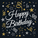 Pabersalvr&auml;tikud GoDan Happy Birthday, 33 cm x 33 cm, kuldne v./h&otilde;be v./must v., 20 tk