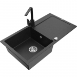 K&ouml;&ouml;givalamu koos kraaniga Mexen Leo, graniit, 90 cm x 50 cm x 19 cm, metallic black/silver+black