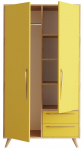 Riidekapp Kalune Design Cyria, tamm v./kollane v., 100 cm x 52 cm x 190 cm