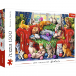 Pusle Trefl Cats On The Sofa 26198, 58 cm x 85 cm, 1500 tk, mitmev&auml;rviline