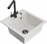 K&ouml;&ouml;givalamu koos kraaniga Mexen Vito, graniit, 49 cm x 52 cm x 21 cm, valge/must