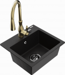 K&ouml;&ouml;givalamu koos kraaniga Mexen Milo, graniit, 43 cm x 41 cm x 17.1 cm, kuldne/must/grafiit