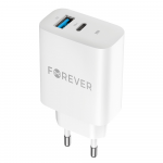 Telefoni laadija Forever TC-07, USB Type C/USB Type A, valge v., 60 W