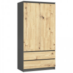 Riidekapp Akord S90, tamm v., 90 cm x 51 cm x 180 cm