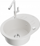 K&ouml;&ouml;givalamu koos kraaniga Mexen Kevin Flora, graniit, 58.6 cm x 45.8 cm x 19 cm, valge/kroom