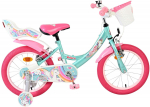 Lisaratastega laste jalgratas, laste Volare Unicorn FW IRL, roheline, 16"