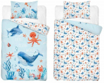 Laste voodipesukomplekt Little Ocean World PPG-156, sinine v./valge v./punane v., 100 x 135 cm