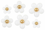 &Otilde;hupallide komplekt ovaalsed/&uuml;mmargune PartyDeco Flowers, kuldne v./valge v., 42 tk