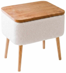 &Ouml;&ouml;kapp Kalune Design Puf02Peka02, valge v./natūralus, 55 cm x 60 cm x 30 cm