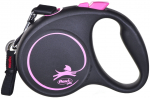 Automaatne jalutusrihm Flexi Black Design, must v./roosa v., 5 m