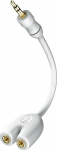 Kaabel in-akustik 3.5 mm male, 2 x 3.5 mm female, 0.1 m, valge