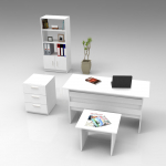 Kontorim&ouml;&ouml;bli komplekt Kalune Design VO11 956LCS2112, valge v., 140 cm x 37.6 cm x 63.6 cm