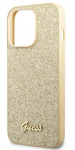 Telefoni &uuml;mbris Guess Glitter Flakes Script Metal Logo, Apple iPhone 14 Pro, kuldne v.