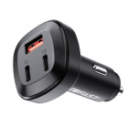 Auto laadija AceFast B3, 2 x USB Type C /1 x USB, 6.6 cm, must v., 66 W