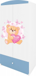 Laste riidekapp Kocot Kids Babydreams Teddybear Butterflies, sinine v./valge v., 90 cm x 52 cm x 175.5 cm