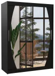 Riidekapp ADRK Alen 150, must v., 58 cm x 150 cm x 200 cm, peegliga