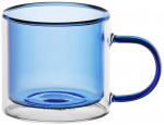 Topeltseinaga klaasist tass Ambition Fuzzy Blue, l&auml;bipaistev v./sinine v., 0.250 l