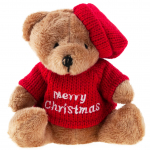 Pehme m&auml;nguasi karu Merry Christmas, pruun/punane, 10 cm