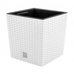Lillepott Rato Low, plastik, 32 cm x 32 cm, valge v.
